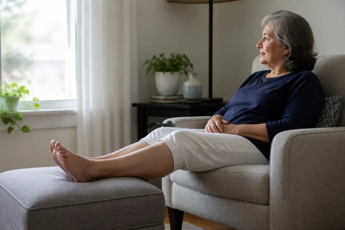Person resting legs that feel heavy and tired